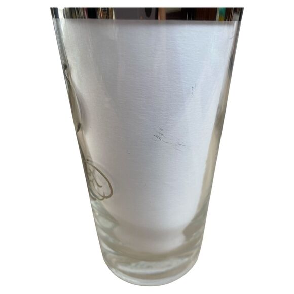 Set of 4 Vintage Silver Rim Highball Glasses Monogram R MCM Barware 5.5" - Picture 4 of 11